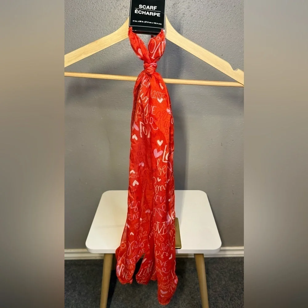 Red Love Print Scarf